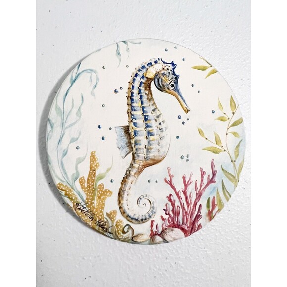 CoasterStone Sea Horse Absorbent Stone Coasters Colorful Art New in Box - Picture 4 of 10
